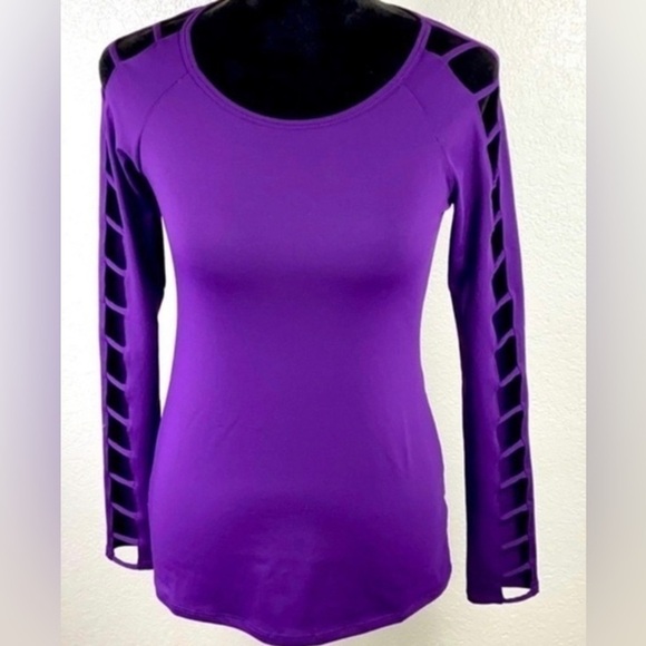 Fabletics XS Long Open-Sleeved Purple Top - Picture 1 of 4